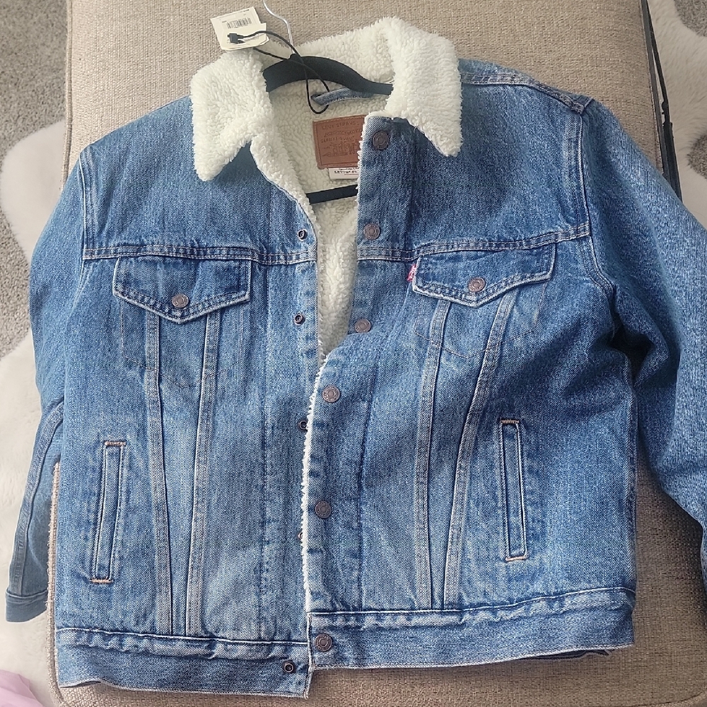 Levi's Blue Denim Jacket with White Sherpa